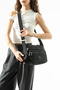 Ultra Lightweight Pocketed Shoulder Bag with Crisscross Straps Pockets, Black (Model: 571-6A)