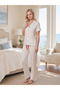 Women's Summer Cherry Patterned Buttoned Shirt Pajama Set 780-109 - 3
