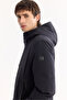 Men's Navy Blue Hooded Water Repellent Windproof -7 ° C Durable Regular Fit Coat A52Y6126 - 7