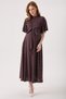 Maternity Polka Dot Pattern 100% Viscose Dress, Short Sleeve Model, Waist Belt, Collar, Long Zipper and Button Detail