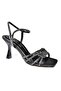P246000504 Black Satin Women's Evening Shoes with Thin Heels - 7
