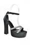 P404560809 Black Platform Thick Heeled Women's Evening Dress Shoes - 7