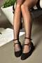 R654037202 Black Suede Thick Heeled Women's Shoes - 2