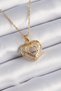 316L Steel Gold Color Zircon Stone Heart Model Vintage Women's Necklace