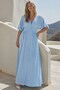 Baby Blue V-Neck Buttoned Dress Mg2339