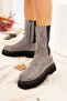Gray Suede Women's Boots J267063102 - 2