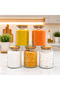 Set of 8 Wooden Vacuum Lid Glass Pulses Storage Jars 800 ml with Label Gift - 5