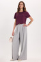 Women's Relax Fit Relaxed Cut Short Sleeve Crew Neck Claret Red T-Shirt - 4