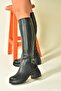 Black Thick Heeled Daily Women's Boots N282210109 - 4