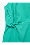 Slit Sleeveless Crew Neck Window Knot Detailed Midi Length Linen Dress - 8