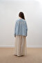 Lace Gathered Shirt Baby Blue - 3