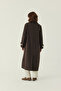 Lace Detailed Long Trench Coat Bitter Brown - 3