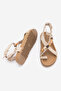 Women's Genuine Leather Ankle Strap Flip-Flop Sandals with Stones, Montera Beige Suede - 8