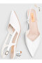 Zoey Women's White Leather Pointed Toe Low Heel Open Back Shoes - 2