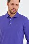 Men's Shirt Collar Long Sleeve Pique T-Shirt Purple - 3