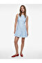 Slim Fit Linen Blend Sleeveless Crew Neck Layered Mini Dress