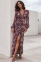 Purple Floral Button Detailed Women's Dress Mg2314