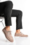 Genuine Leather Men's Loafer Shoes Beige Casual Suede Daily Comfortable Lace-Up Model Ravenna - 4