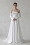 Strapless Neckline Detachable Sleeves Satin Wedding Dress with Lining Flared Cut Lace-Up Maxi Evening Dress - 3