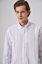 Men's White Cotton Trendy Striped Dynamic Fit Button-Down Collar Shirt - 2