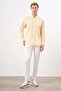 Men's Yellow Cotton Striped Paneled Button Collar Regular Fit Shirt - 4