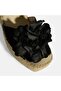 Limited Edition Black Women's Floral Accessory Jute Lace-Up Wedge Heeled Suede Espadrille - 7