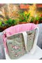 Green Baby Care Bag, Lunchbag, Floral Patterned Women's Bag 100% Cotton - 5
