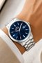 Steel Band with Calendar, Steel Case Men's Wristwatch Bracelet Gift Silver-Blue Sdslz002
