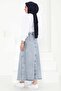 Skirt with Button Detail on Sides Ice Blue - 27161 - 6