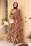 Patterned Brown Hijab Dress 23141Kh - 3