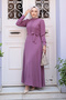 Belted Dusty Rose Hijab Dress 6621Gk - 2