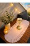 30X80 Powder Frilly Oval Runner, Console Cover - 2