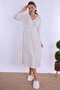 Cotton Comfortable Cut Maternity Nightgown with Breastfeeding Feature Effortt - Ecru - 7