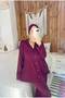 Hijab Boneli Burgundy Color Long Sleeve Maternity Pajama Set - 3
