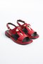 Layana Red Genuine Leather Patent Leather Gold Buckle Women's Sandals - 7