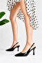 Black Patent Leather Pointed-Toe Open-Back Women's Evening Shoes