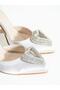 Silver Satin Stone Women's Shoes - 2