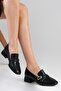 Blanche Black Color Blunt Toe Women's Short Heeled Shoes - 5
