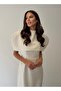 Bolero Detailed High Neck Premium White Midi Dress - 3
