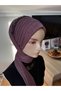 Dusty Rose Tone Front Scarf Type Back Shawl Model Ready-Made Veil Ready-Made Shawl Ready-Made Turban with Accessories - 3