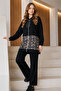 Chained Leopard Patterned Suit Black 4748