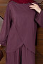 Women's Modal Cupra Fabric Asymmetrical Cut Hijab Suit 3212 Claret Red - Special Series - 2