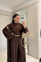 Women's 3-Piece Viscose Set Blouse Pants Cardigan Brown - 2