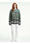 Crew Neck Skirt Striped Patterned Oversized Women's Knitwear Sweater