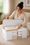 Set of 5 Large Size 70X50X25Cm Sofa Bed with Window & under Bed, Quilt & Pillow Organizer Bag White - 4