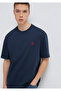 Seal Logo Embroidered Navy Blue T-Shirt Loose Fit / Loose Comfortable Cut 067074-33207