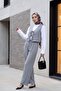 Lace-Up Front Vest and Trousers Double Linen Look Suit -Grey - 4