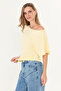 Yellow No-Show Ultra Soft, Waist-Fitting, Fully Stretchable, 95% Natural Viscose, Drop Shoulder Batwing Sleeve Blouse - 5