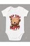 Organic 100% Cotton Teddy Bear Sleep Nap Time Printed Baby Bodysuit Short Sleeve Bodysuit with Snap Fasteners 5295
