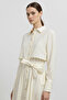 Shirt Detail Belted Dress-Cream Cream - 6